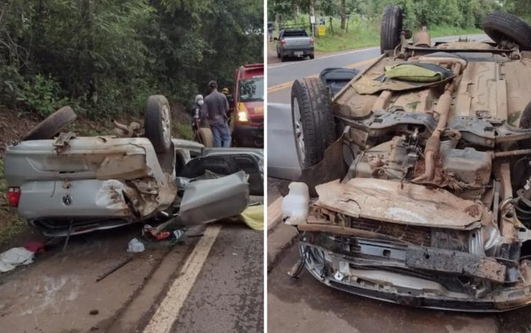 Casal de idosos morrem após carro capotar em Pires do Rio