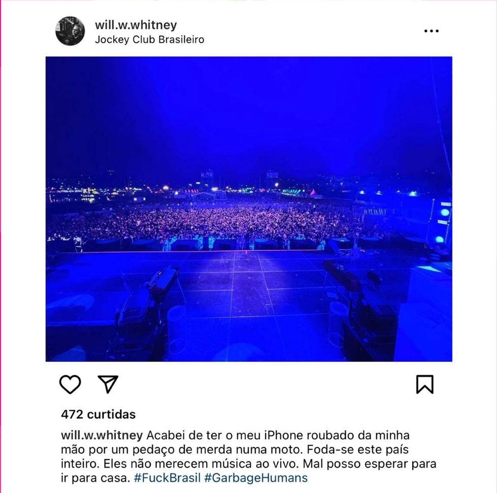 Baterista de Lana Del Rey xinga brasileiros após ser roubado: “Lixos humanos”