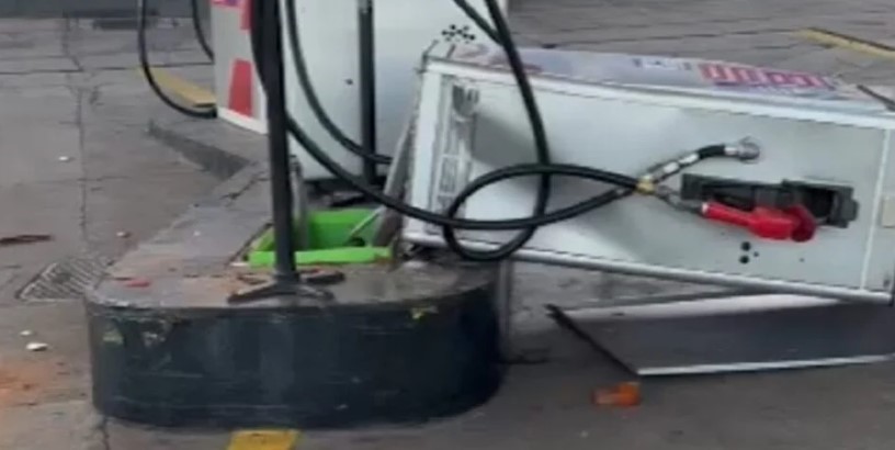 Motorista embriagado bate em bomba de combustível e é preso