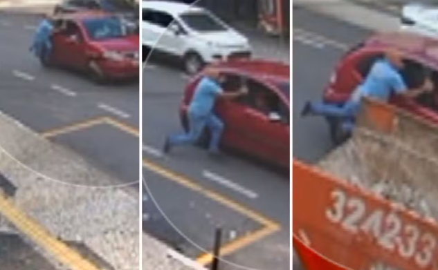 Homem é arrastado por carro após acidente em cruzamento