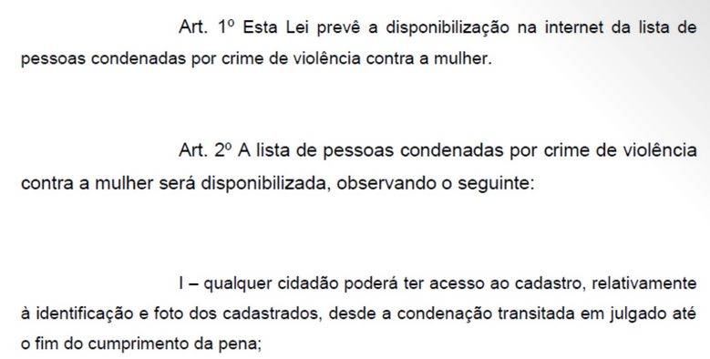 Projeto de lei propõe criação de lista com fotos de condenados por agressão à mulher