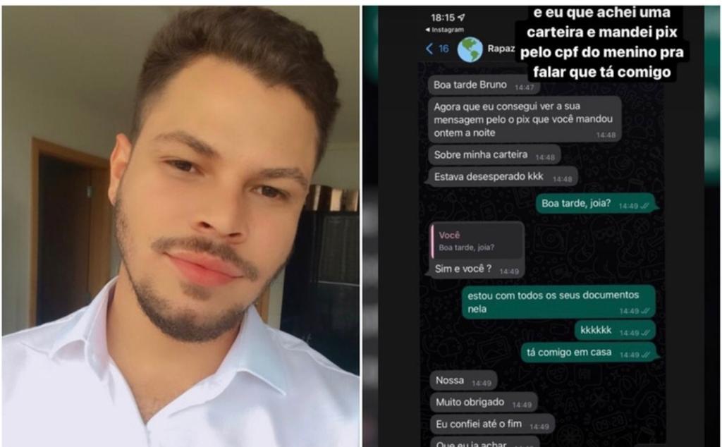 Jovem encontra dono de carteira perdida após mandar mensagem por pix