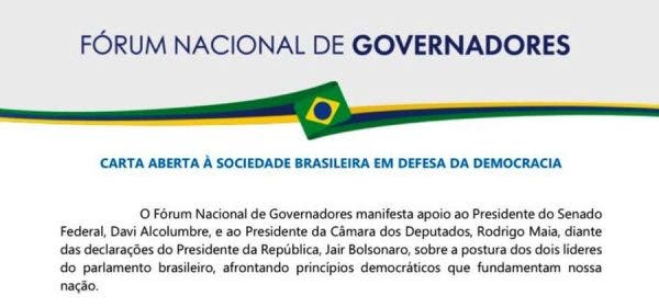 No Twitter, governadores fazem declarações em defesa da democracia