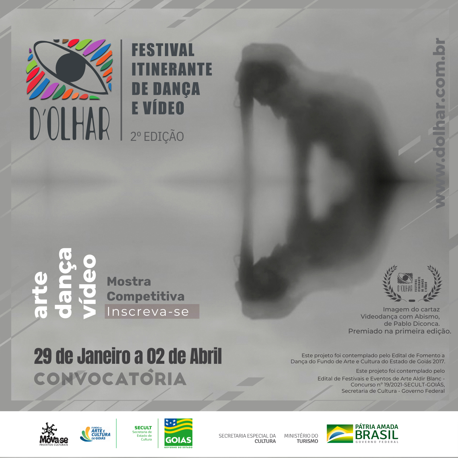 Inscrições gratuitas para a 2º Edição D´Olhar Festival Itinerante de Dança e Vídeo