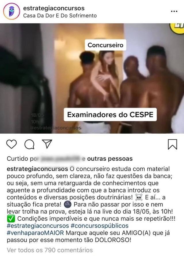 Publicação de curso preparatório com detonação sexual causa polêmica