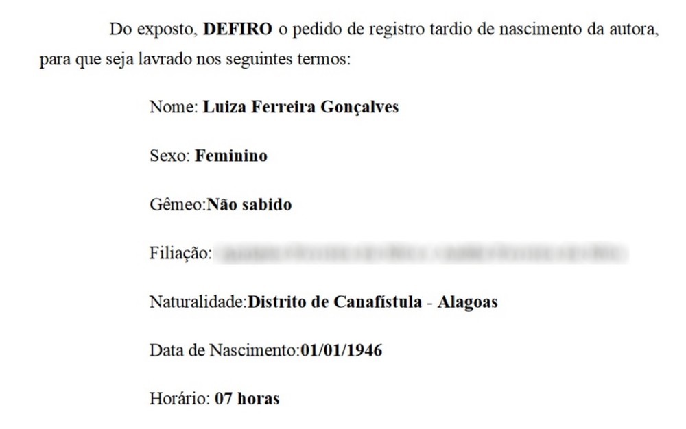 Idosa consegue na Justiça direito de possuir registro tardio de nascimento