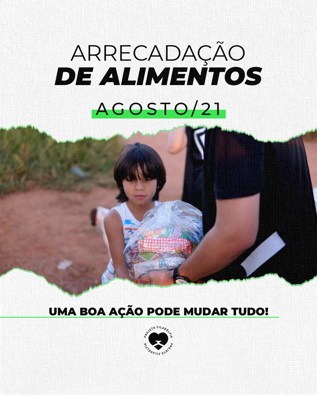 Projeto Filadélfia realizará entrega de alimentos e agasalhos