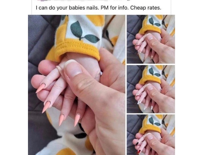 Mãe posta foto de bebê com unhas postiças e é criticada nas redes sociais
