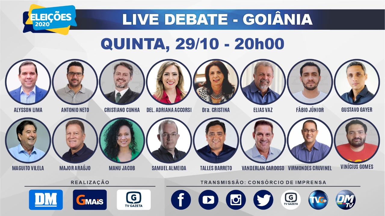 Consórcio de imprensa promove live-debate com candidatos a prefeito de Goiânia
