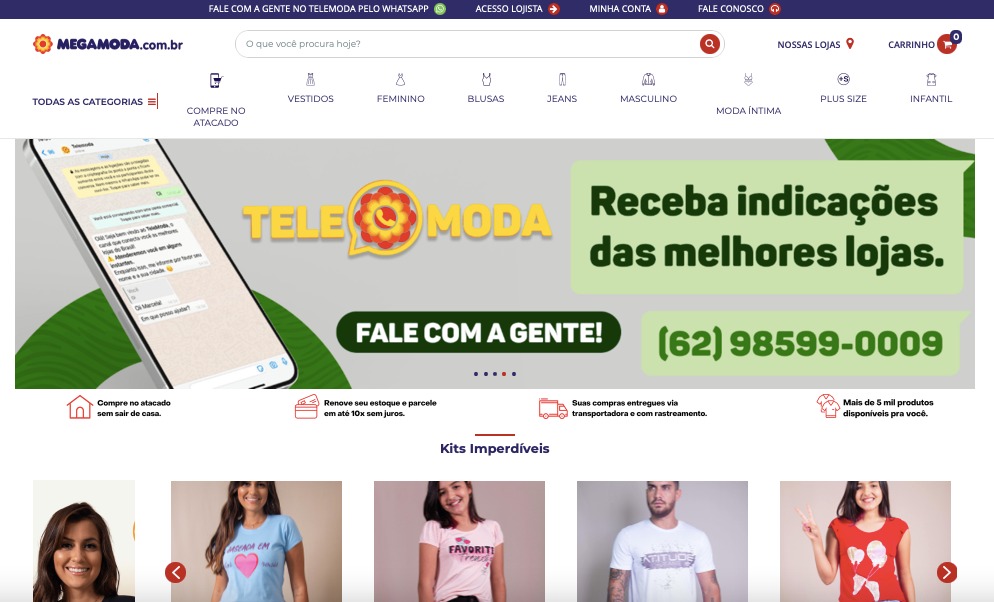 Com crescimento de 700% no número de pedidos, site do Mega Moda passa a oferecer Pick-up store e amplia mix de produtos