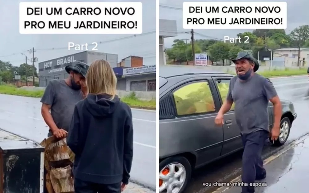 Empresária faz campanha e compra carro para jardineiro que teve o veículo queimado