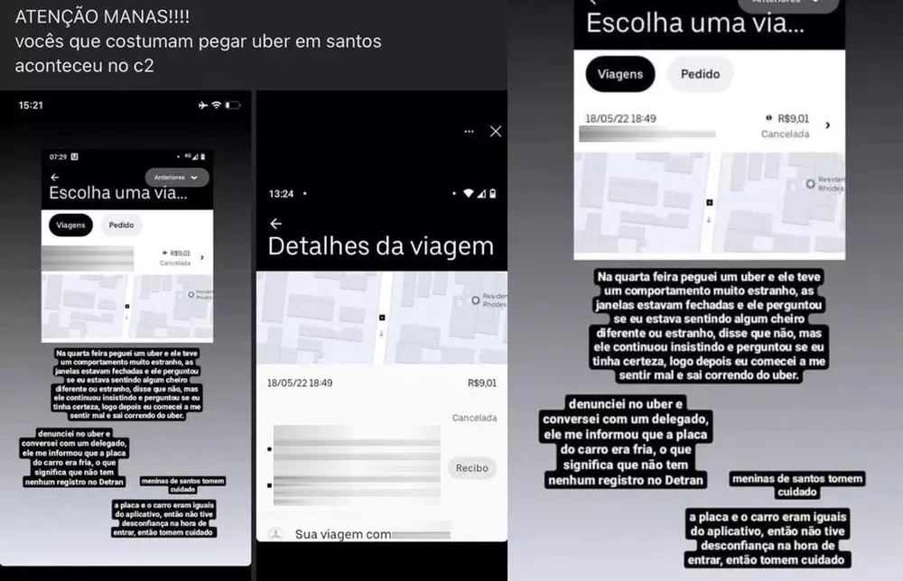 Jovem fica tonta com ‘cheiro estranho’ e foge de motorista de aplicativo