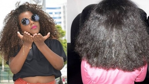 Menina que teve cabelo cortado e alisado recebe ajuda e recupera os cachos