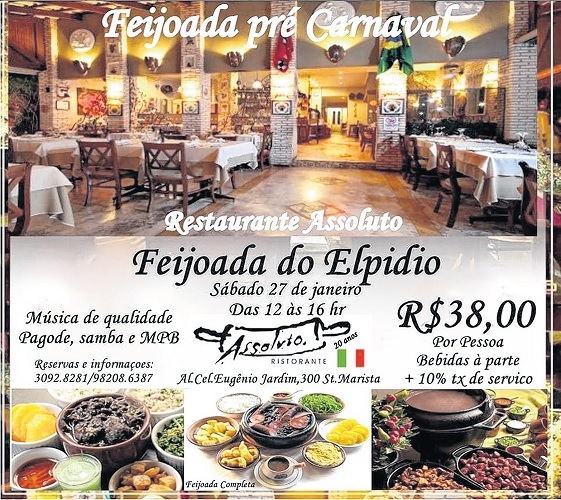 Feijoada do Elpídio tem horário marcado hoje, a partir das 12h