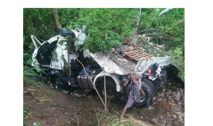 Motorista morre após queda de caminhão carregado de cerveja; carga é saqueada