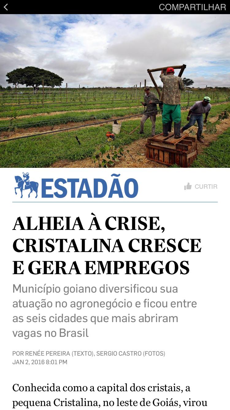 Cristalina continua sendo a bola da vez!