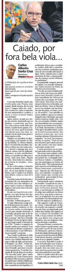 Nem Floratil resolve  a diarreia verbal de Santa Cruz