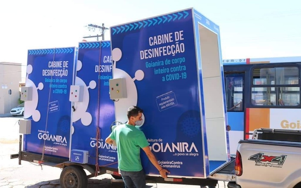 Prefeitura de Goianira instala cabines de desinfecção