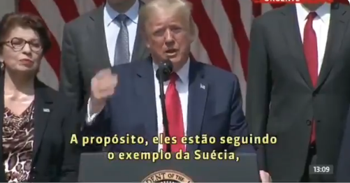 Trump diz que se tivesse enfrentado o coronavírus como o Brasil, os EUA teriam quase 2,5 milhões de mortes
