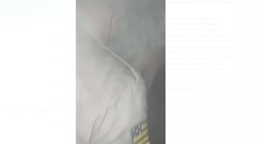 PM resgata homem de incêndio que estava com braços e pernas amarrados