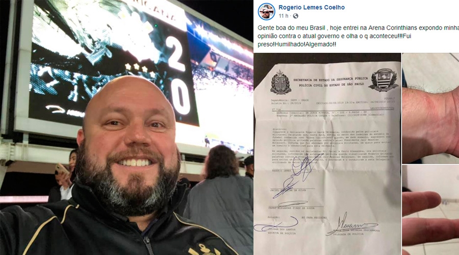 Corinthians repudia ação da Polícia Militar após torcedor ser preso por protestar contra o presidente