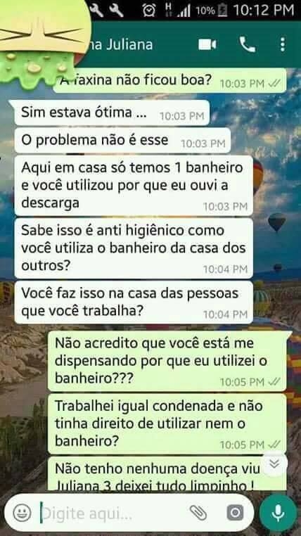 Doméstica é demitida após utilizar banheiro da casa da patroa