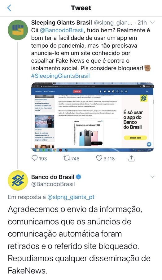 Empresas que anunciam em sites de extrema direita são avisadas sobre fakes news nas páginas