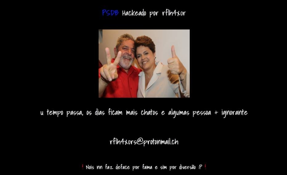 Hacker invade site do PSDB e exibe foto de Dilma e Lula juntos
