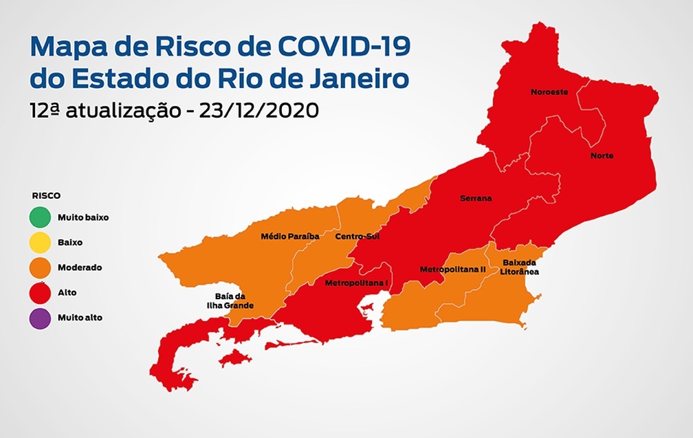 RJ é cassificado com alto risco de contaminação por Covid-19, segundo mapa
