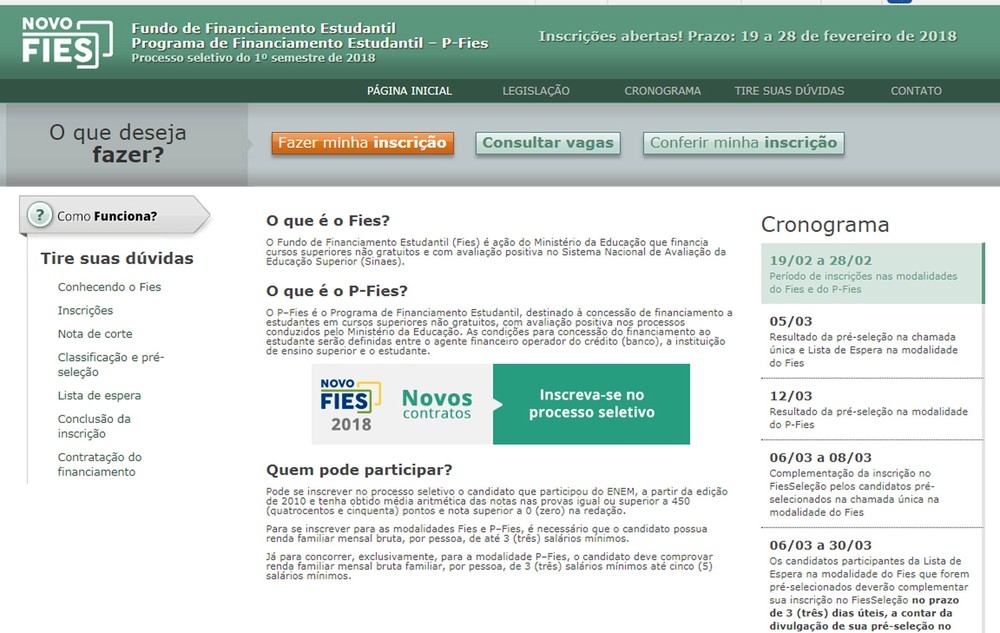 Prazo para se inscrever no Fies termina nesta sexta-feira (02/03)