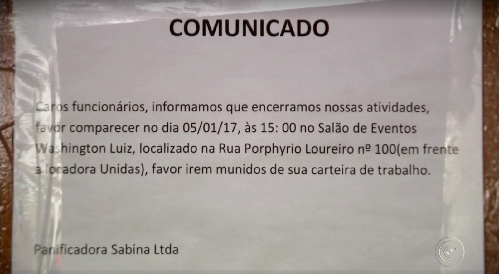 Padaria fecha e demite funcionários por aviso na porta