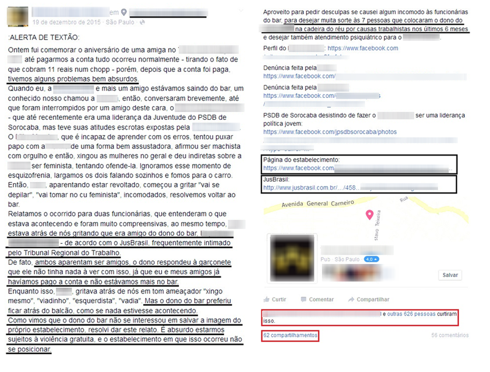 Seis jovens são condenados a pagar indenização de R$ 20 mil a dono de bar após reclamações na internet
