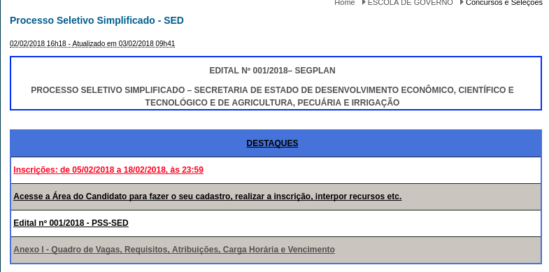 Segplan abre processo seletivo para mais de 530 vagas