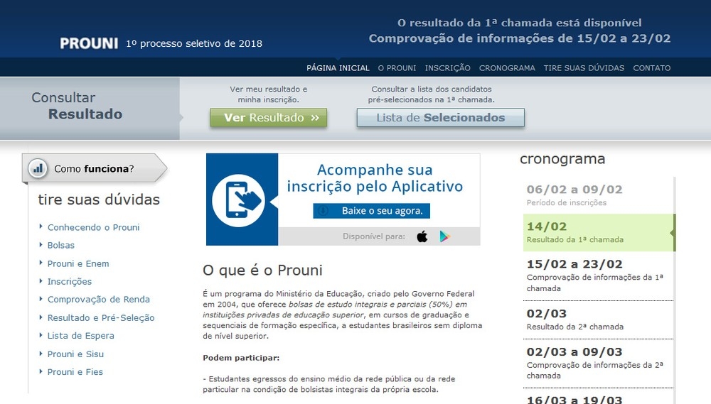 Interessados em aderir ao Prouni já podem consultar vagas pela internet