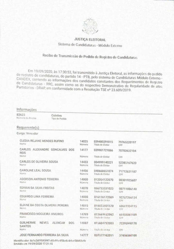 Águas Lindas - PTB é o primeiro partido a registrar candidaturas