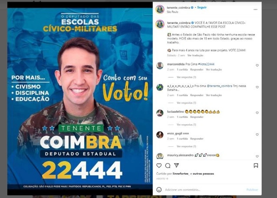 TRE-SP manda Instagram remover publicações de candidato com uniforme do Exército
