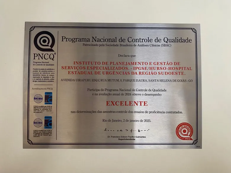 
		Laboratório do Herso recebe selo de excelência do Programa Nacional de Controle de Qualidade