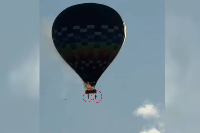Vídeo: assista o momento em que pessoas se jogam de balão em chamas em SC