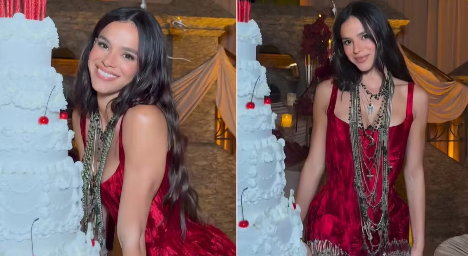 Festa de 30 anos de Bruna Marquezine tem cenário de cinema, bolo gigante e convidados vips