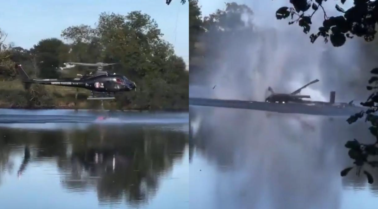 Helicóptero dos bombeiros cai em lago na França durante combate a incêndio