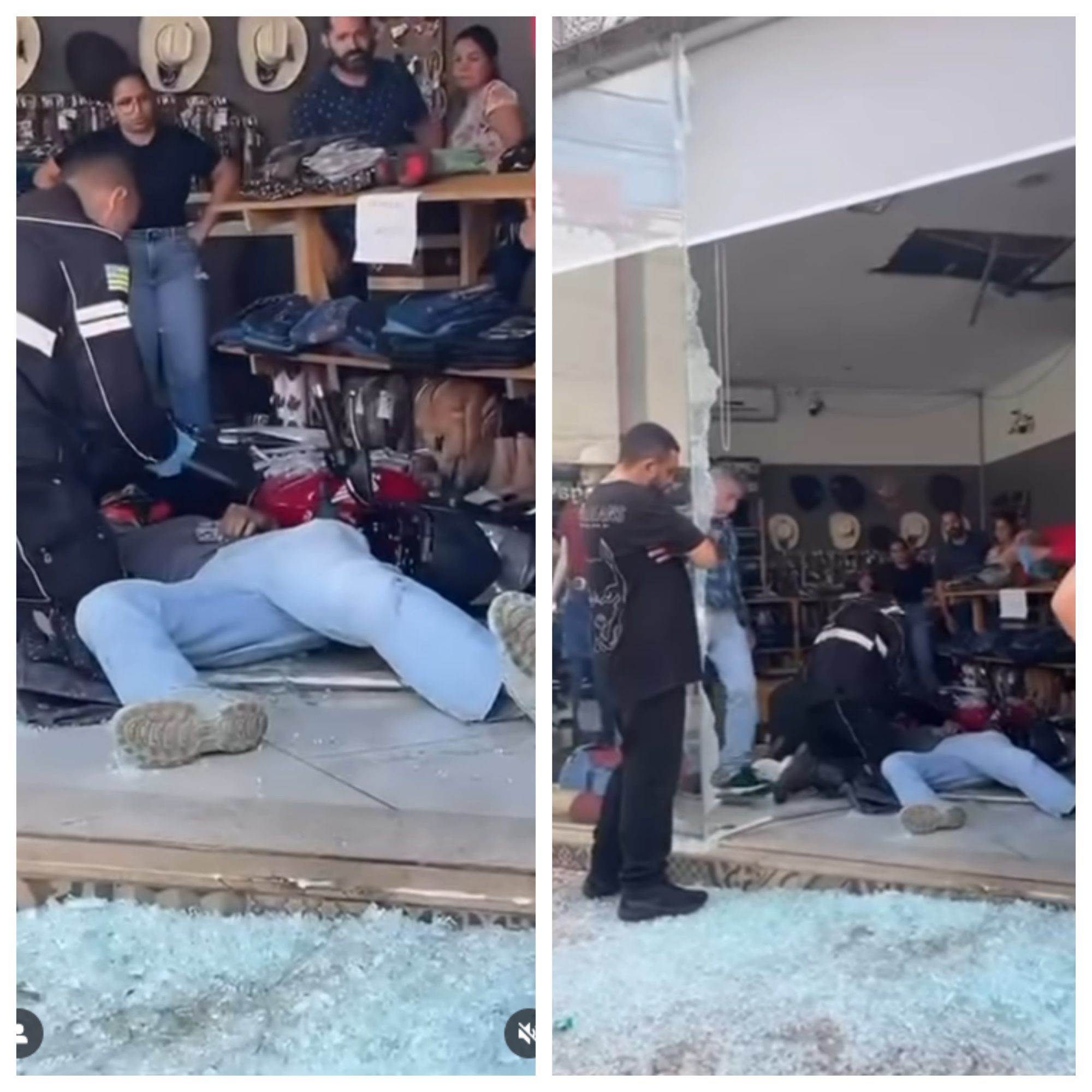 Motociclista é arremessado contra vitrine em grave acidente em Goiânia