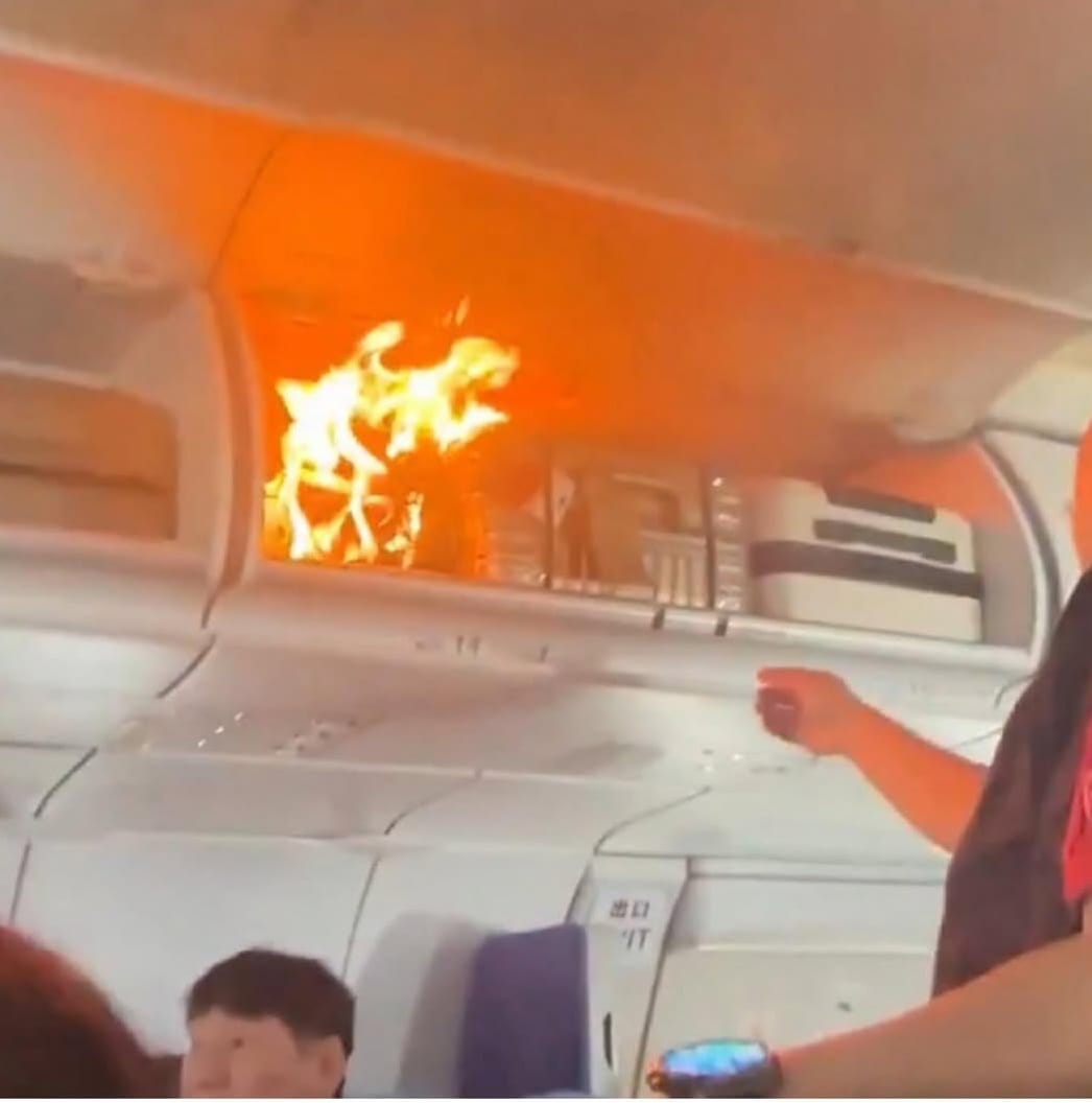 Bateria de lítio provoca incêndio em voo da Air China. Veja o vídeo. 