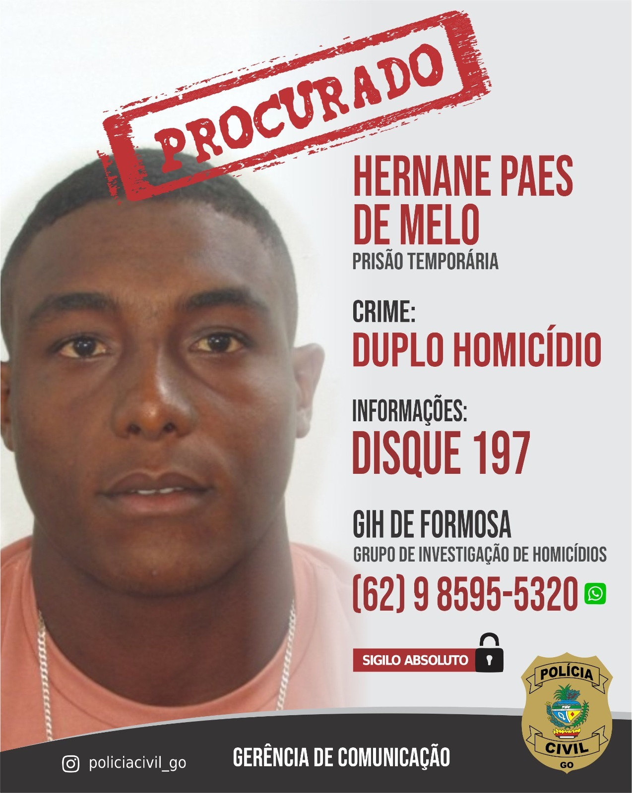 Suspeito de matar casal em Formosa é identificado