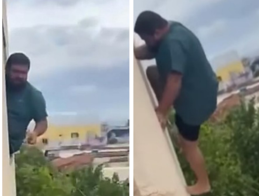 Homem cai de telhado ao tentar fugir de ‘puteiro’ sem pagar. Vídeo mostra a queda