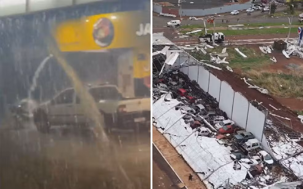 Chuva forte e ventania causam estragos em Goiânia