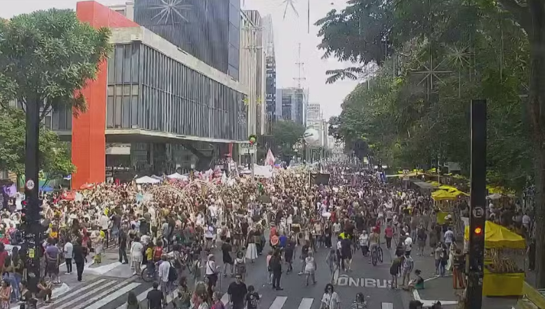 Protesto na Paulista reúne multidão contra feminicídio em SP