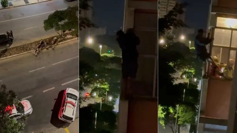 Homem é resgatado por bombeiros após escalada para invadir apartamentos em Belo Horizonte