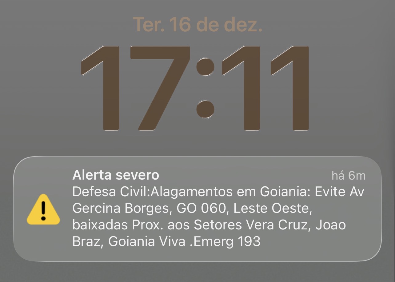 Alerta Laranja: Prefeitura de Goiânia emite alerta para risco de alagamentos nesta terça-feira (16/12)