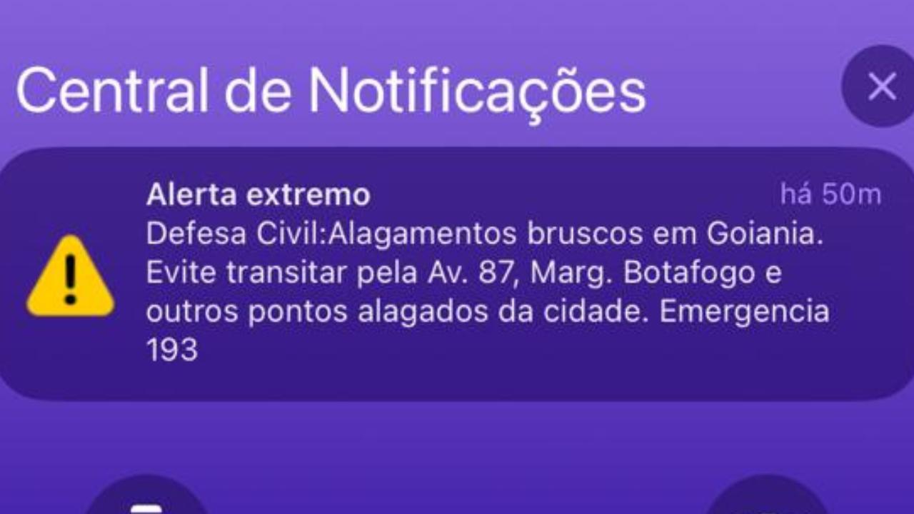 Defesa Civil emite alerta de risco para moradores de Goiânia após chuvas fortes