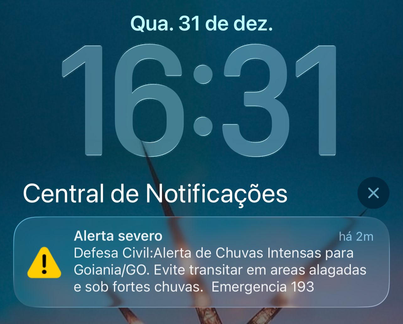 Defesa Civil de Goiânia emite alerta de emergência para chuvas intensas